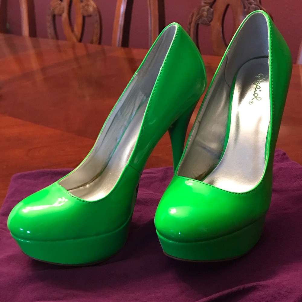Neon green high heels